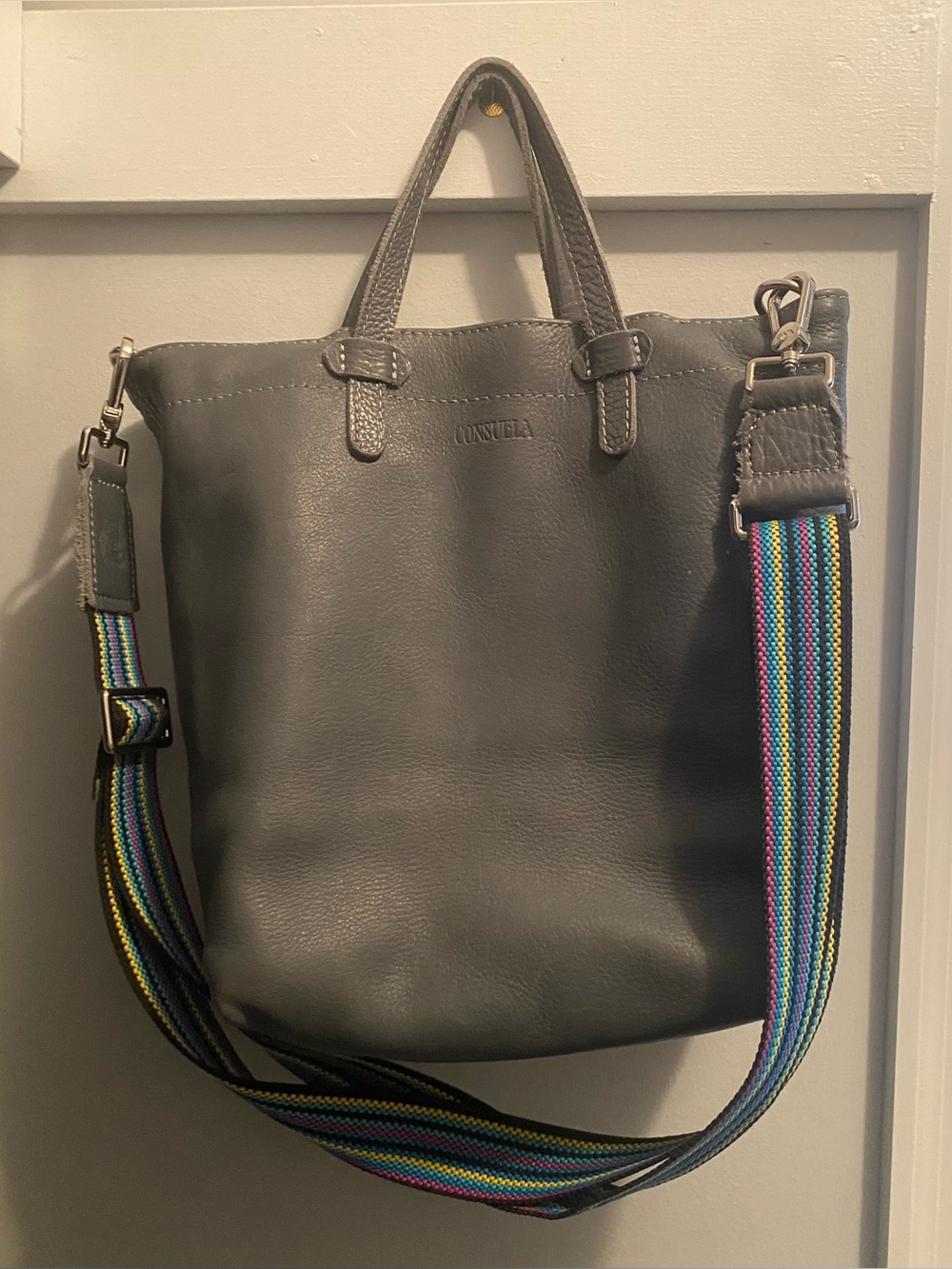 Consuela Keanu Essential pebbled gray Tote featuring handles & removable strap